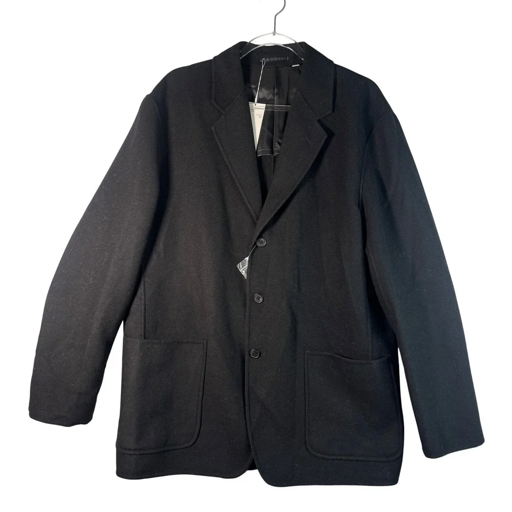 Uniqlo U Lemaire‎ Wool Blended Tailored Jacket Black Large Mens Blazer Coat NEW